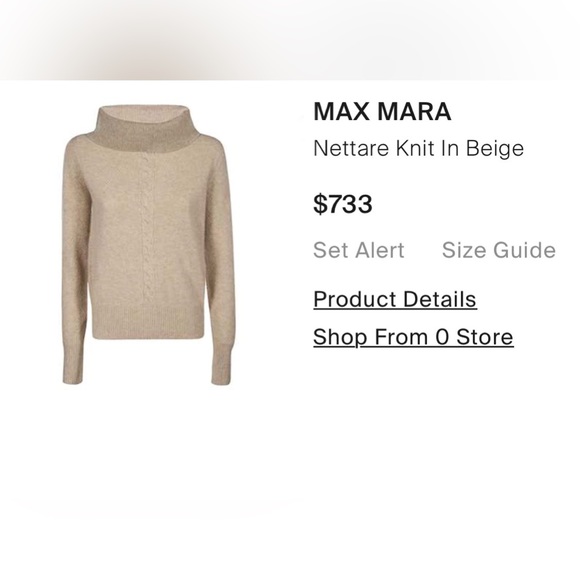MAX MARA NETTARE LUXE CASHMERE PULLOVER SWEATER NEUTRAL COWL NECK WOMEN SZ SMALL - Picture 7 of 16